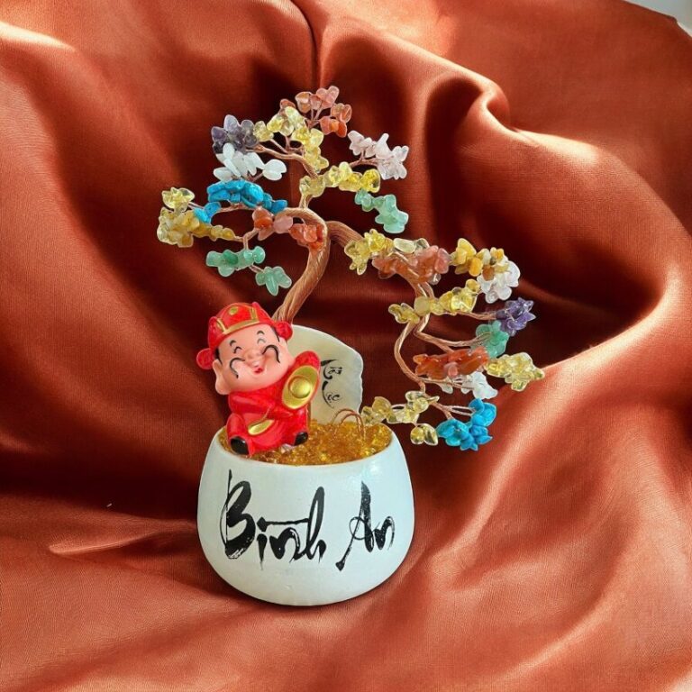 Cây tài lộc đá thạch anh đa sắc - 25cm