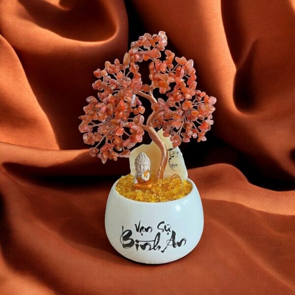 Cây tài lộc đá thạch anh đỏ - 25cm